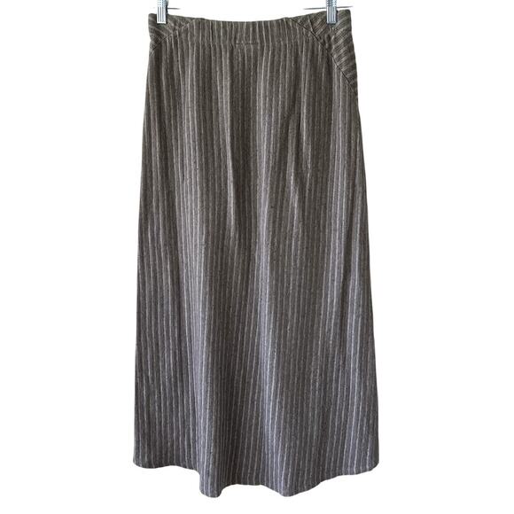 Purejill Dresses & Skirts - Pure Jill Ribbed Striped Hi-Low Cotton Midi Skirt Size Extra Small Earthy